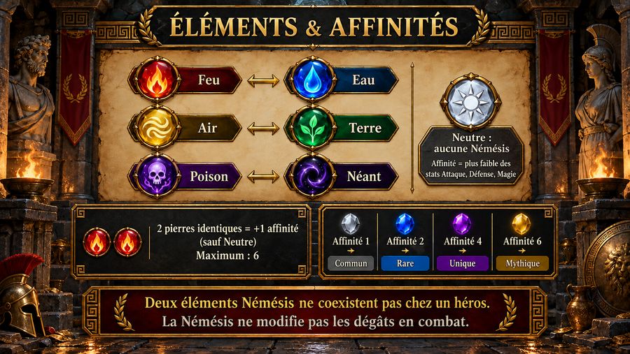 Les paires Némésis, l'affinité Neutre, et la rareté des cartes ouverte par chaque palier d'affinité